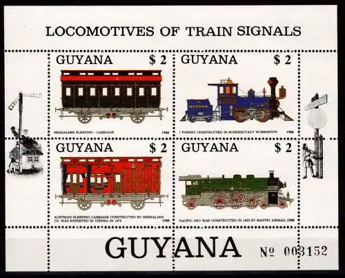 Guyana 2475-2478 postfrisch Kleinbogen / Eisenbahn #NN765