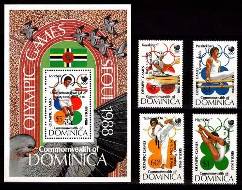 Dominica 1081-1084 und Block 127 postfrisch Olympische Spiele #NN725