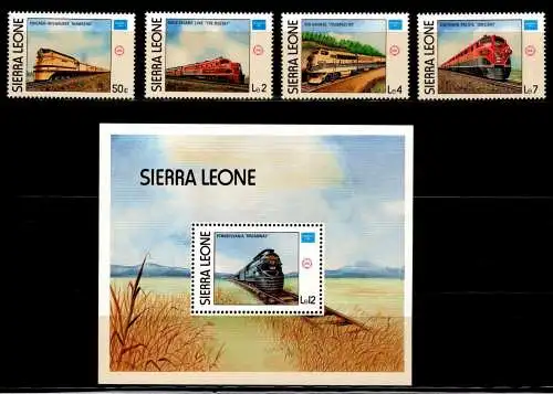 Sierra Leone 892-895 und Block 46 postfrisch Lokomotive #NN750