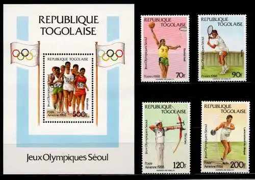 Togo 2081-2084 und Block 308 postfrisch Olympische Spiele #NN736