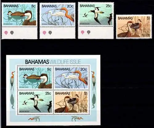 Bahamas Block 34 + 482-485 postfrisch Vögel #NV524