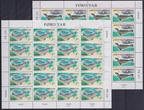 Färöer 235 und 236 postfrisch Kleinbogensatz / Meerestiere #NN860