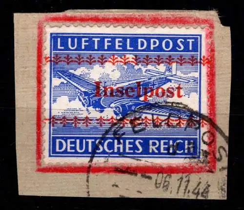 Deutsches Reich Feldpost Kreta 7 A gestempelt auf Briefstück #NS823