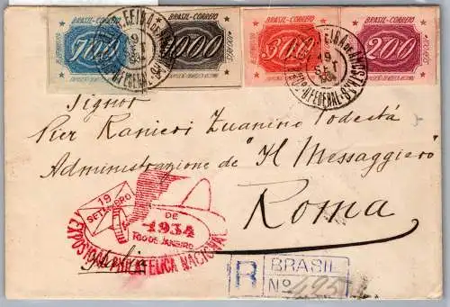 Brasilien 409-412 auf Brief Briefmarkenausstellung Rio #NX869