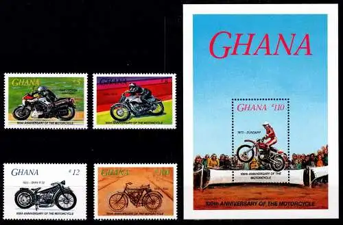 Ghana Block 118 + 1102-1105 postfrisch Motorräder #NV331