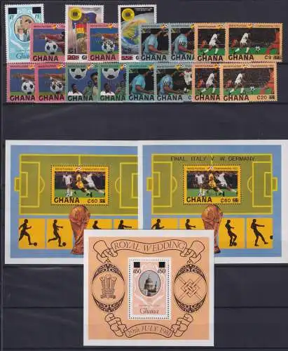 Ghana Block 104-106 + 1019-1035 postfrisch Fußball WM 1982 Spanien #NV354