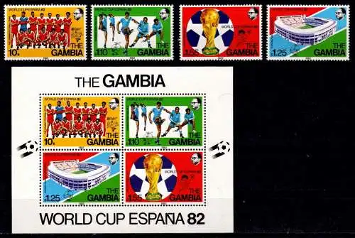 Gambia Block 6 + 441-444 postfrisch Fußball WM 1982 Spanien #NV347