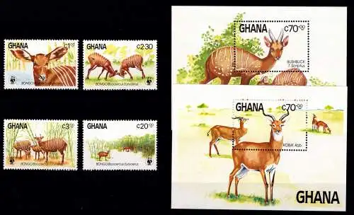 Ghana Block 111-112 + 1060-1063 postfrisch Antilopen #NV332