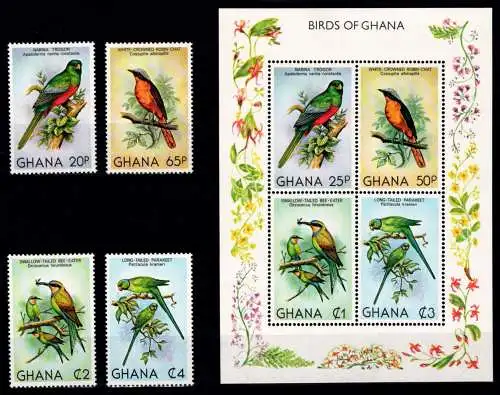 Ghana Block 88 + 872-875 postfrisch Vögel #NV335