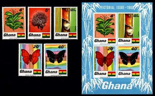 Ghana Block 31 + 342-346 postfrisch Schmetterlinge #NV339