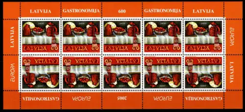 Lettland 635 postfrisch als Kleinbogen, Cept 2005 #NV551
