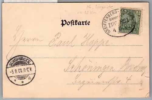 Bahnpost Pommern auf Postkarte Greifenberg- Friedeberg Zug 831 #NX897