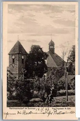 Landpoststempel Schlesien auf Postkarte Hartmannsdorf #NX906