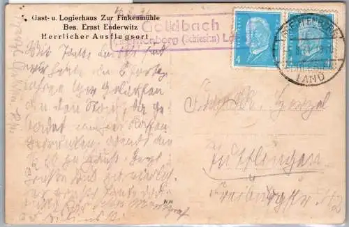 Landpoststempel Schlesien auf Postkarte Goldbach Greifenberg #NX905