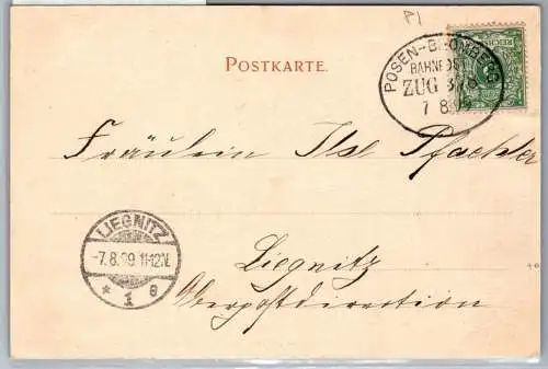 Bahnpost Pommern auf Postkarte Posen-Bromberg Zug 378 #NX899