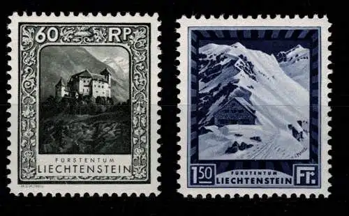 Liechtenstein 103 B, 106 B postfrisch gez 11 1/2, Kurzbefund Marxer BPP #OF129