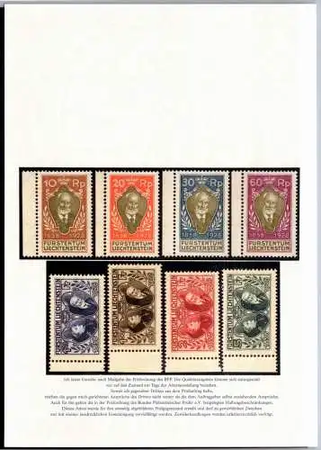 Liechtenstein 82-89 postfrisch mit Fotoattest Marxer BPP #OF133