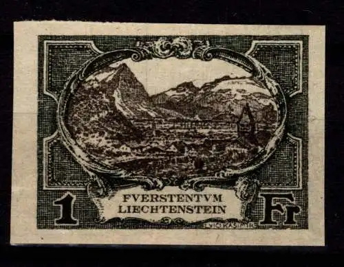 Liechtenstein 60 P 1 ohne Gummi Probedruck #OF140