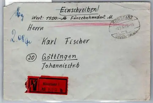 Alliierte Besetzung Gebühr bezahlt auf Brief Ellipsenstempel #NX953