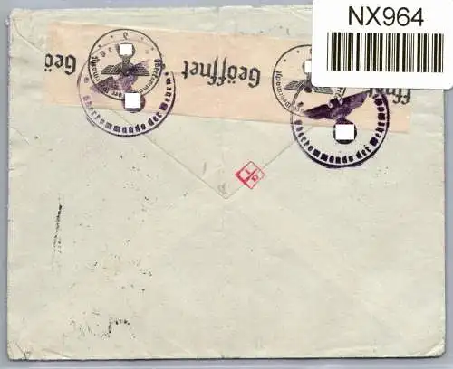 Dt. Reich Zensur WK 2 Italien auf Brief Prüfstempel Zensur #NX964