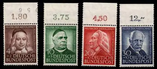 BRD Bund 173-176 postfrisch vom Oberrand, gefaltet #OG880