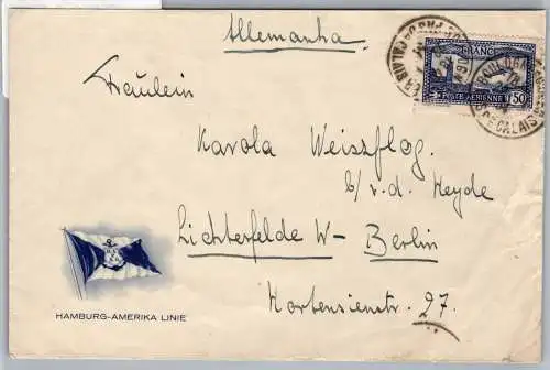 Frankreich 255 auf Brief Hamburg Amerika Linie #OF221