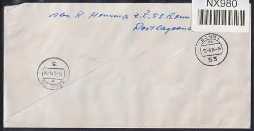 BRD Bund 807, Block 10 auf Brief Eilbote Express #NX980