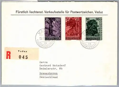 Liechtenstein 377-379 auf Brief Einschreiben #OF219