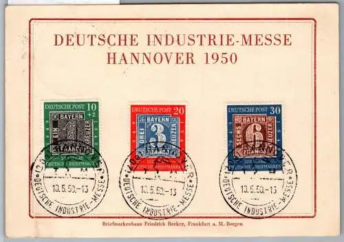 BRD Bund 113-115 auf Ausstellungskarte Einzelfrankatur #OF391