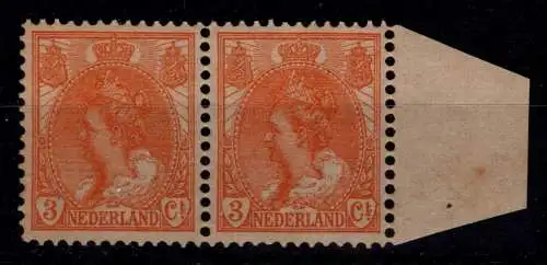 Niederlande 53 (2) postfrisch als Paar, Kleines Attest Vleeming #OG997