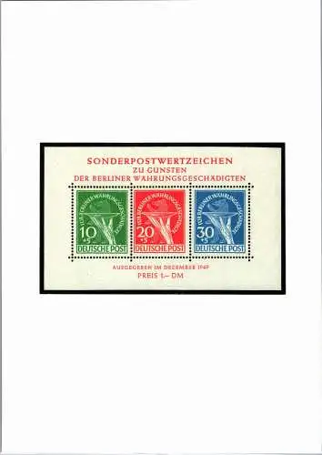 Berlin Block 1 II postfrisch Plattenfehler II, Attest Schlegel BPP #OF856