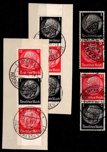 Deutsches Reich S 147 - S 150 gestempelt 2 x Briefstück #NI075