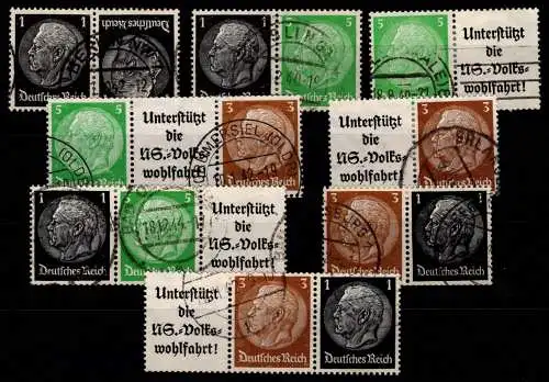 Deutsches Reich EGB K 21, W 71-W 77 gestempelt Automatenmarken #NI085