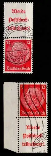 Deutsches Reich S 195, S 197 gestempelt S 197 Rand gefaltet #NI106