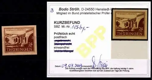 SBZ 115 by postfrisch Kurzbefund Ströh BPP #OH057