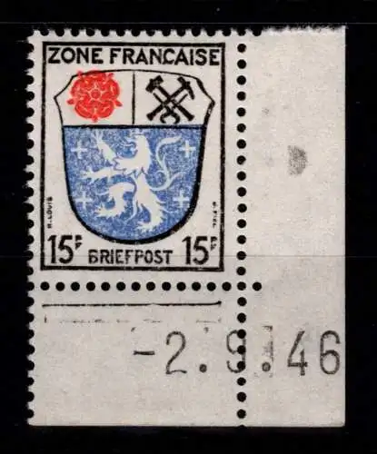 Franz. Zone Allg. Ausg. 7 z Br u 2.9.46 postfrisch #PN476