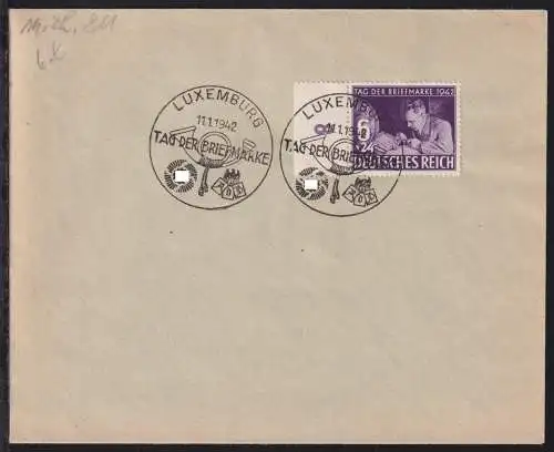 Deutsches Reich 811 als Ersttagsbrief Sonderstempel Luxemburg #OI200