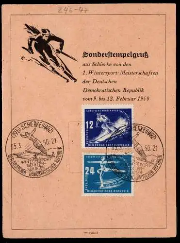 DDR 246-247 auf Ausstellungskarte Sonderstempel Schierke #OI210