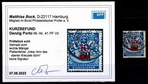 Danzig Portomarken 41 PF VII gestempelt Kurzbefund Bock BPP #OH576