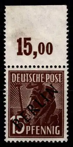 Berlin 6 P OR dgz postfrisch geprüft Schlegel BPP, Falz im Oberrand #OF938