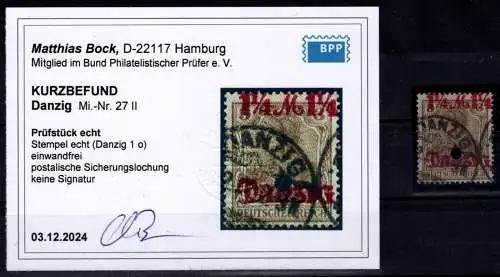 Danzig 27 II gestempelt Kurzbefund Bock BPP #OF966