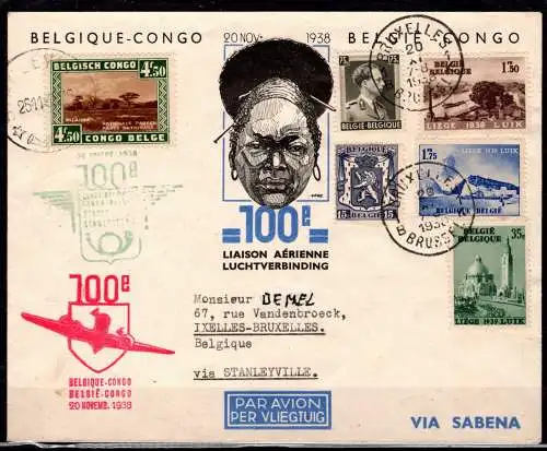 Belgisch Kongo 170 4 Briefe zur100. Luftpostverbindung #OF960