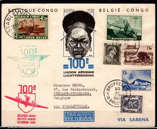 Belgisch Kongo 170 4 Briefe zur100. Luftpostverbindung #OF960
