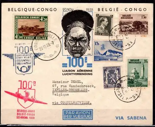 Belgisch Kongo 170 4 Briefe zur100. Luftpostverbindung #OF960