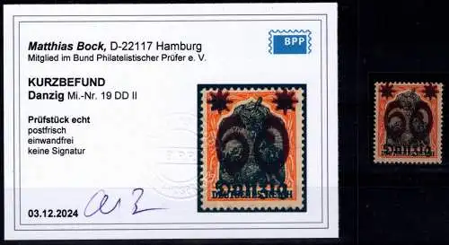 Danzig 19 DD II postfrisch Kurzbefund Bock BPP #OF967