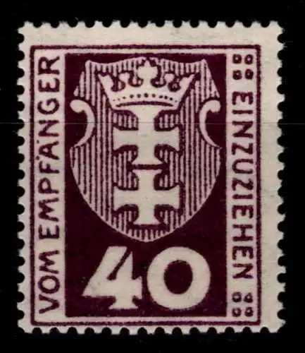Danzig Portomarken 3 b postfrisch geprüft Bock BPP #OH902
