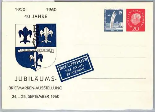 Berlin 145, 184 als Ganzsache Luftpost Sonderkarte #OI419