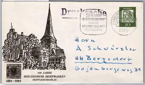 Berlin 202 als Ganzsache Bergedorf Festtagsumschlag #OI420