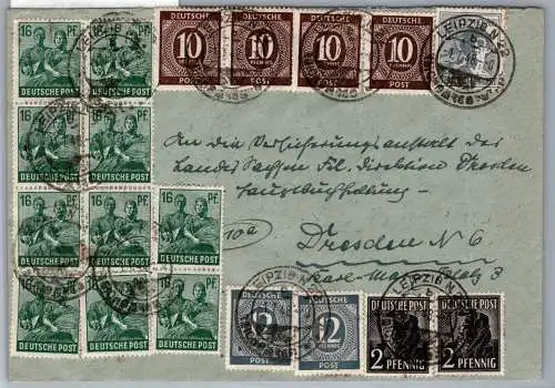 Alliierte Besetzung 918,919,943,947,949 auf Brief Sowj. Zone ZF #OI408