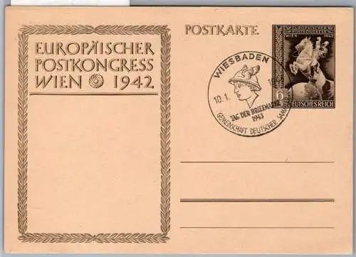 Deutsches Reich P 294 als Ganzsache Sonderpostkarte Tag der Briefmarke #OB943